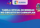 TABELA OFICIAL DE BEBIDAS NO CIRCUITO DO CARNAPLAN